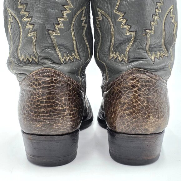 Rare 11.5D Vintage Montana Exotic 1970s Alligator Grey Brown Cowboy Boot Western - Picture 6 of 16